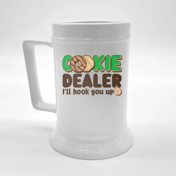 Funny Girl Scout Cookie Dealer I'll Hook You Up Front & Back Beer Stein