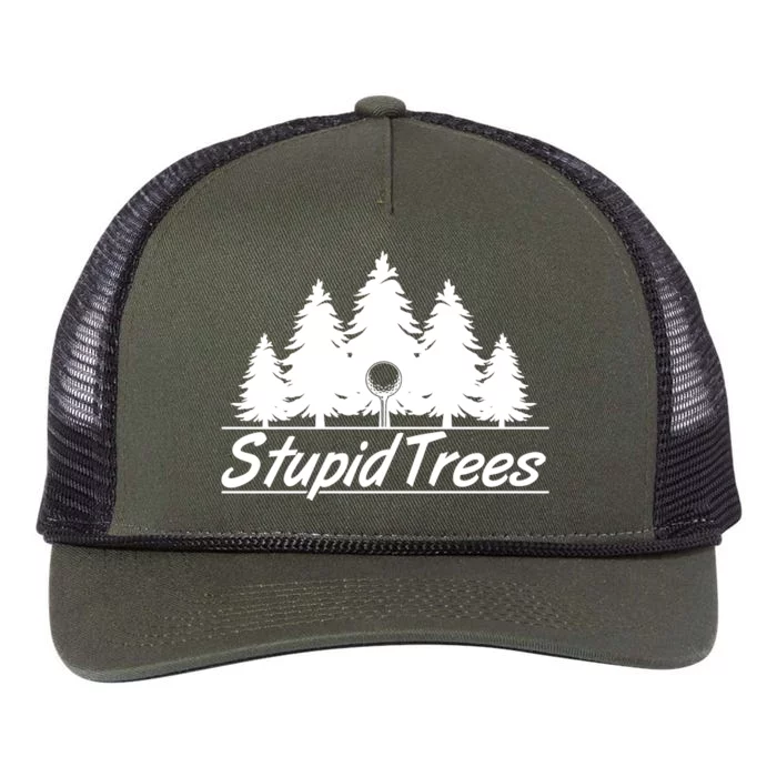 Funny Golfer Stupid Trees Retro Rope Trucker Hat Cap