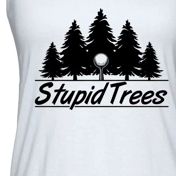 Funny Golfer Stupid Trees Ladies Essential Flowy Tank