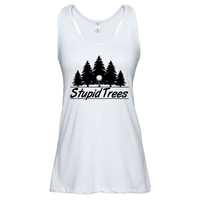 Funny Golfer Stupid Trees Ladies Essential Flowy Tank