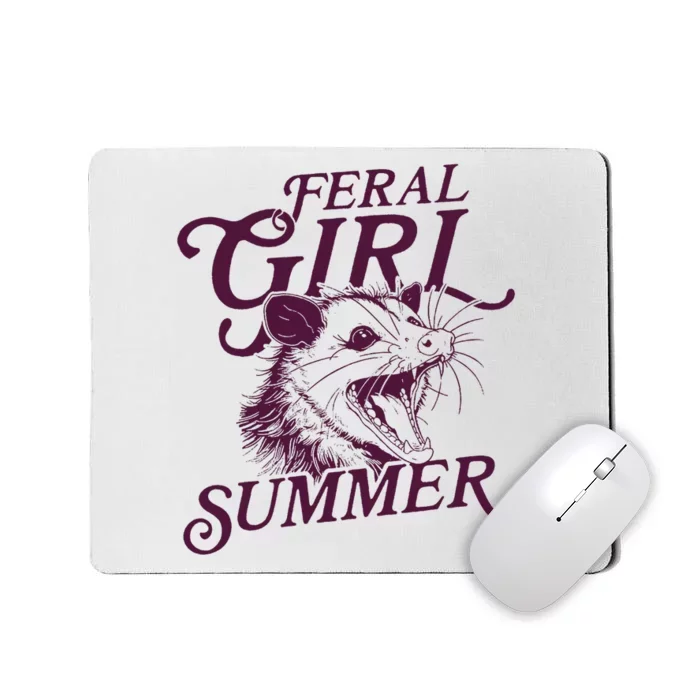 Feral Girl Summer Opossum Vintage Mousepad