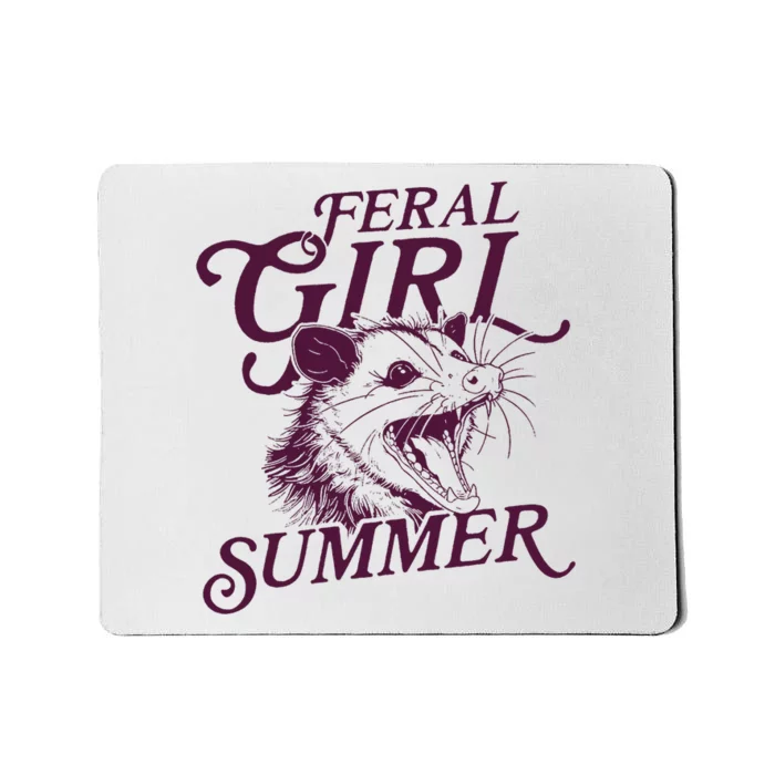 Feral Girl Summer Opossum Vintage Mousepad