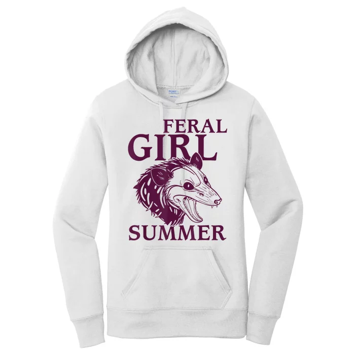 Feral Girl Summer Opossum Vintage Women's Pullover Hoodie