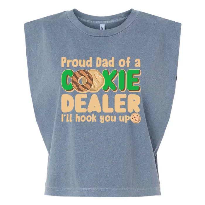 Funny Girl Scout Proud Dad Of A Cookie Dealer I'll Hook You Up Garment-Dyed Women's Muscle Tee