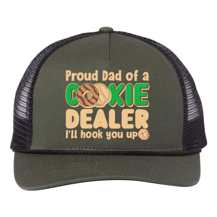 Funny Girl Scout Proud Dad Of A Cookie Dealer I'll Hook You Up Retro Rope Trucker Hat Cap