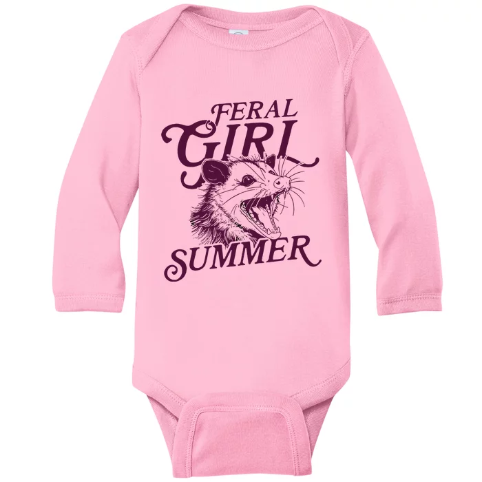 Feral Girl Summer Opossum Vintage Baby Long Sleeve Bodysuit