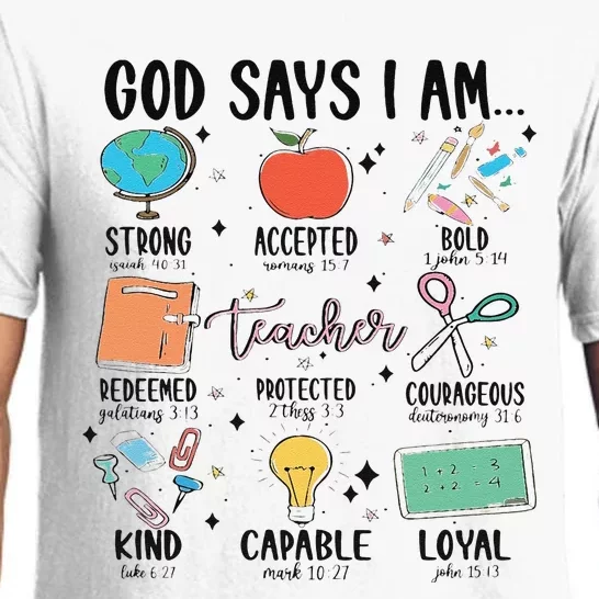 Funny God Says I Am Teacher Bible Verse Christian Teacher Teacher God Says Pajama Set