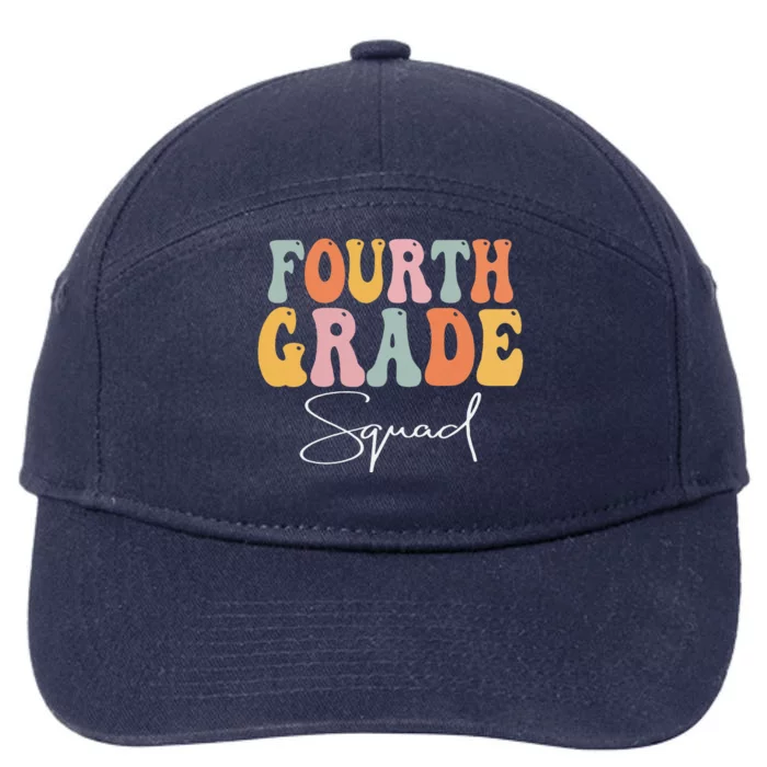 Fourth Grade Squad Retro Groovy Vintage First Day Of School 7-Panel Snapback Hat