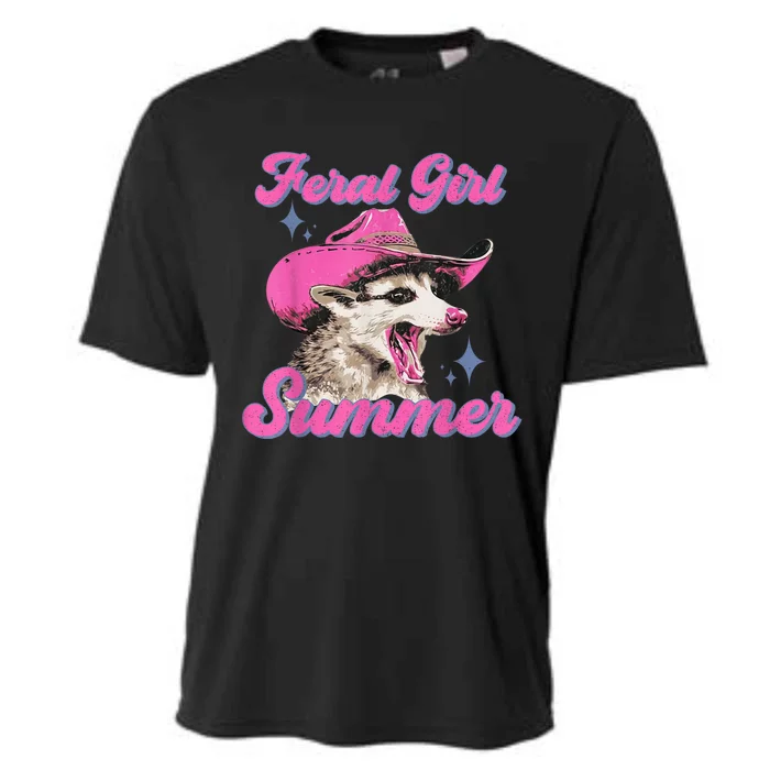 Feral Girl Summer Opossum Funny Vintage Cooling Performance Crew T-Shirt