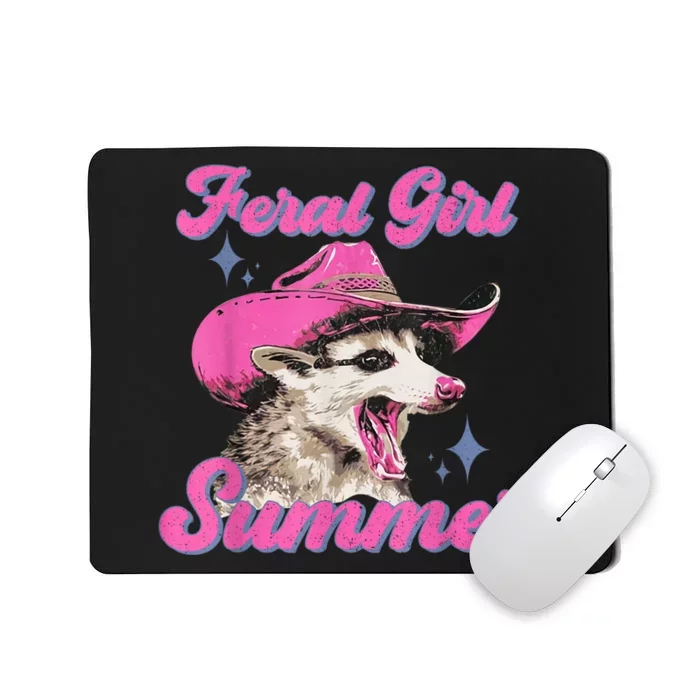 Feral Girl Summer Opossum Funny Vintage Mousepad