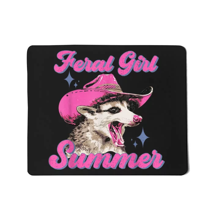 Feral Girl Summer Opossum Funny Vintage Mousepad