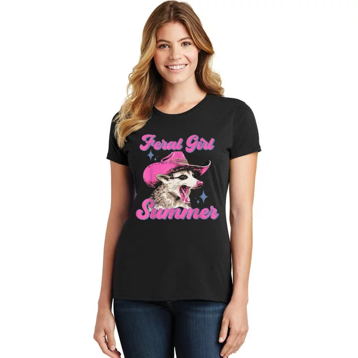 Feral Girl Summer Opossum Funny Vintage Women's T-Shirt