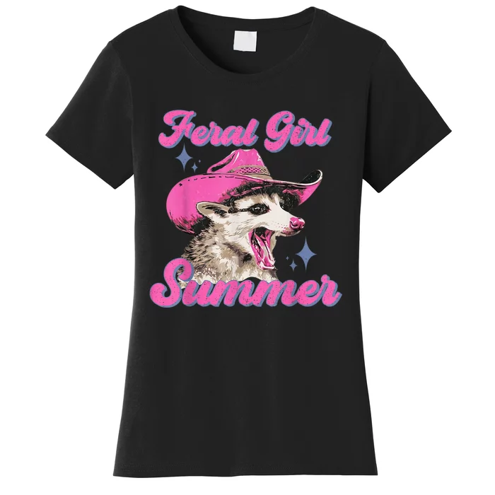 Feral Girl Summer Opossum Funny Vintage Women's T-Shirt