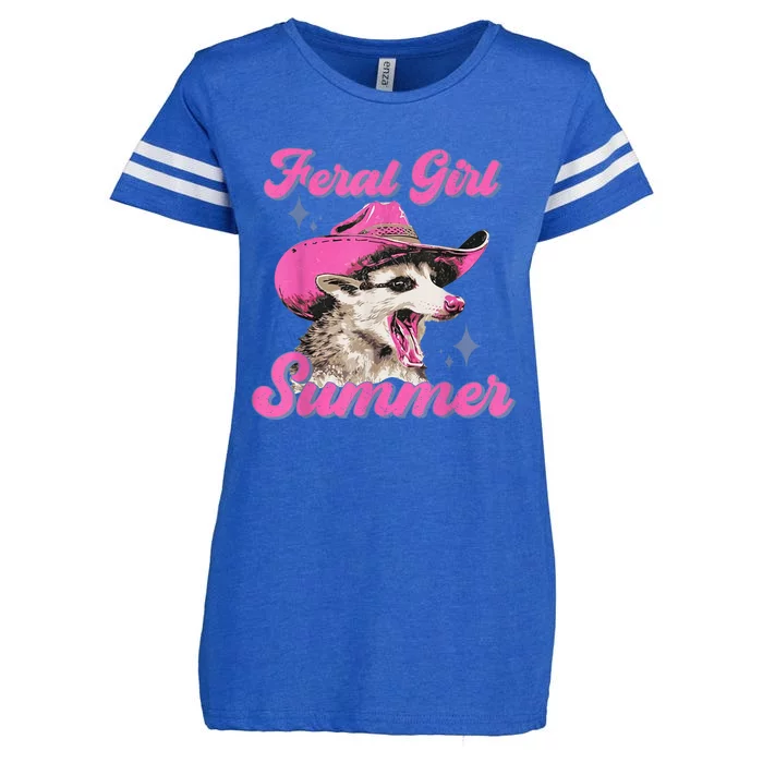 Feral Girl Summer Opossum Funny Vintage Enza Ladies Jersey Football T-Shirt