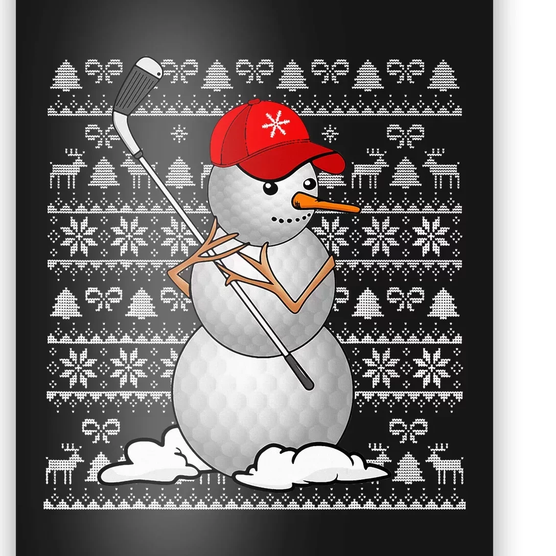 Funny Golf Snowman Christmas Golfing Ugly Xmas Sweater Poster