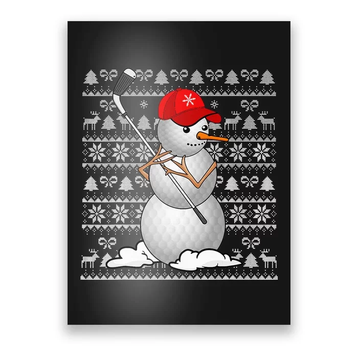 Funny Golf Snowman Christmas Golfing Ugly Xmas Sweater Poster