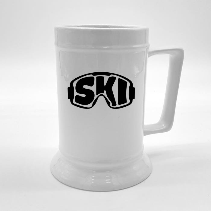 Funny Goggles Skiing Gift For Skiers Front & Back Beer Stein