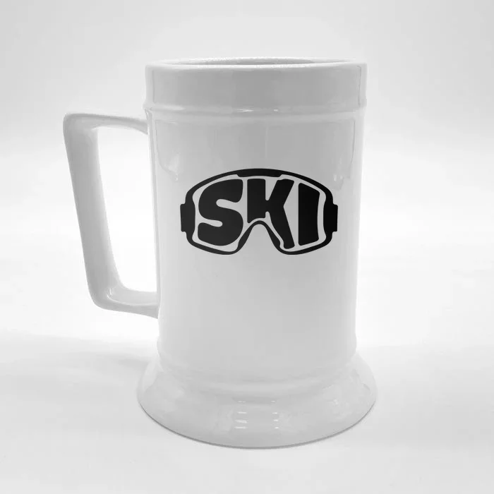 Funny Goggles Skiing Gift For Skiers Front & Back Beer Stein