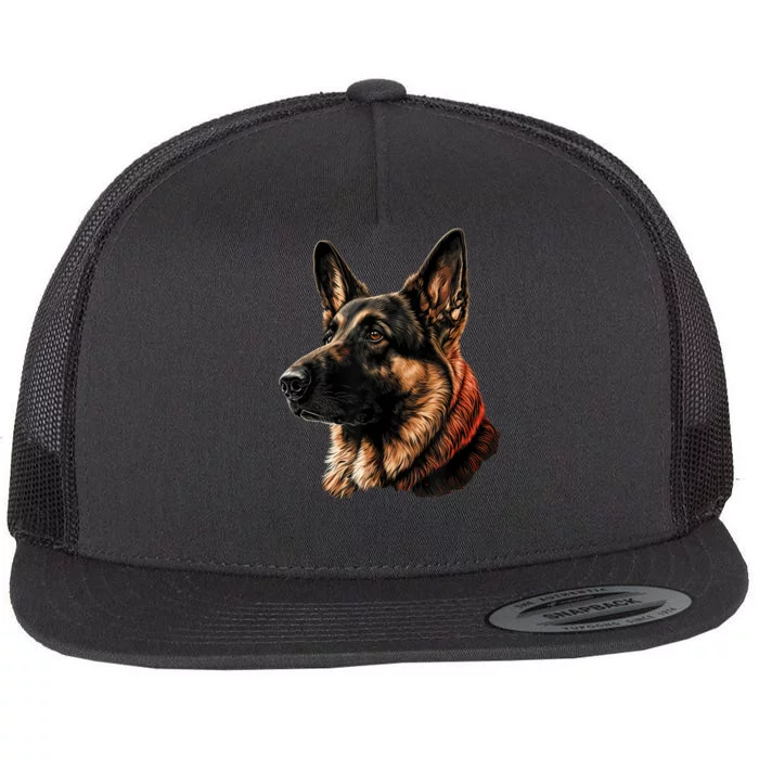 Funny German Shepherd Dog Flat Bill Trucker Hat