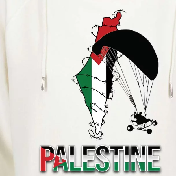 Free Gaza Support Palestine Strong Flag Love Paramotor Gift Womens Funnel Neck Pullover Hood