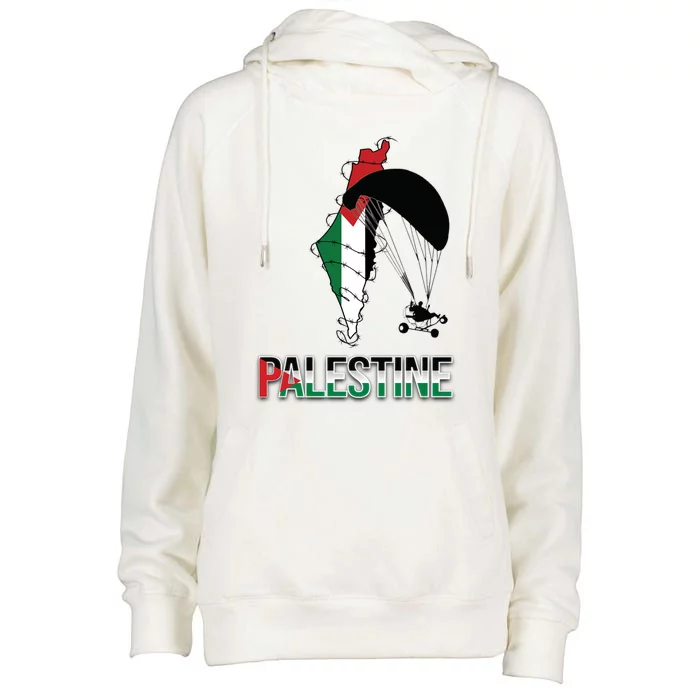 Free Gaza Support Palestine Strong Flag Love Paramotor Gift Womens Funnel Neck Pullover Hood