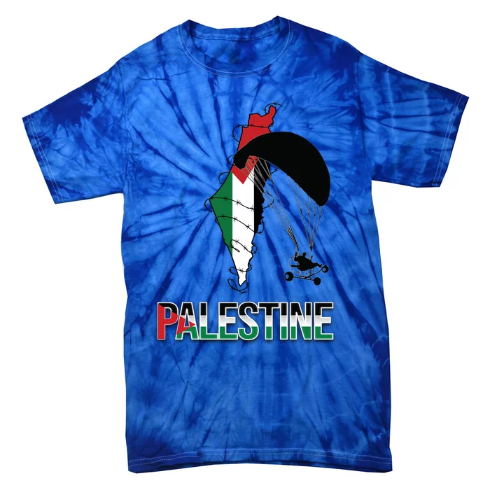 Free Gaza Support Palestine Strong Flag Love Paramotor Gift Tie-Dye T-Shirt