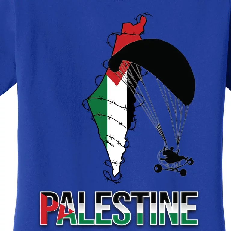 Free Gaza Support Palestine Strong Flag Love Paramotor Gift Women's T-Shirt