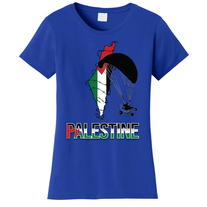 Free Gaza Support Palestine Strong Flag Love Paramotor Gift Women's T-Shirt