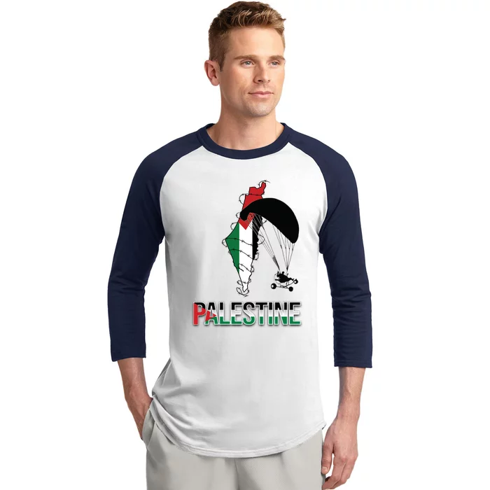 Free Gaza Support Palestine Strong Flag Love Paramotor Gift Baseball Sleeve Shirt