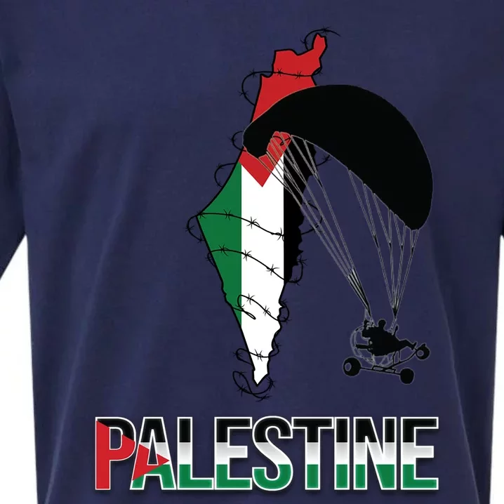 Free Gaza Support Palestine Strong Flag Love Paramotor Gift Sueded Cloud Jersey T-Shirt