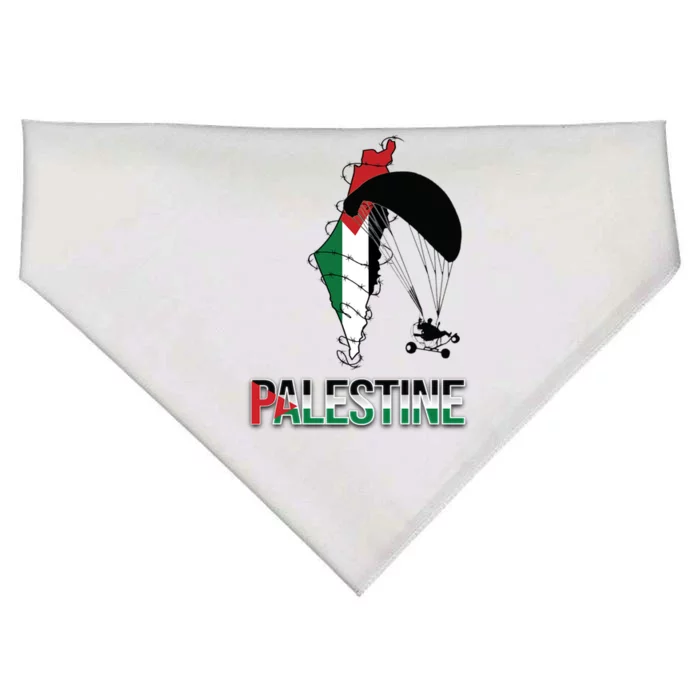 Free Gaza Support Palestine Strong Flag Love Paramotor Gift USA-Made Doggie Bandana