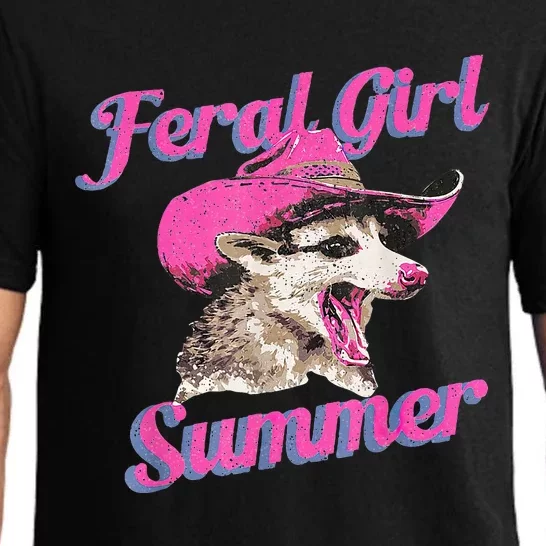 Feral Girl Summer Retro Possum Meme Pajama Set