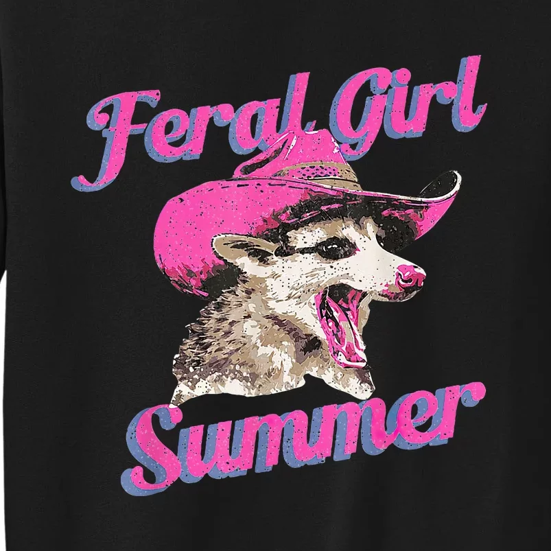 Feral Girl Summer Retro Possum Meme Tall Sweatshirt