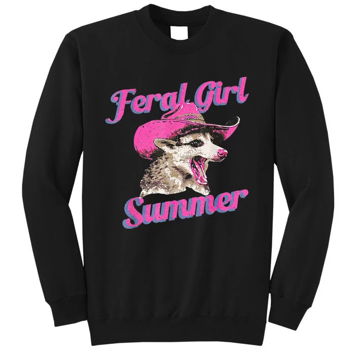 Feral Girl Summer Retro Possum Meme Tall Sweatshirt