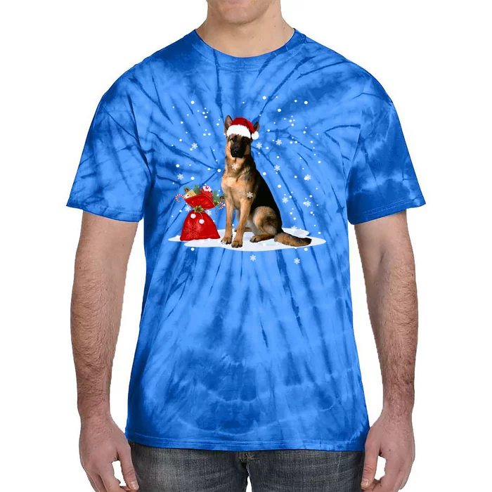 Funny Ger Shepherd Christmas Gift Santa Hat Animal Gift Tie-Dye T-Shirt