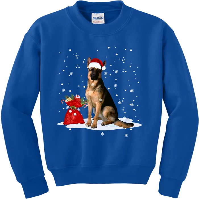 Funny Ger Shepherd Christmas Gift Santa Hat Animal Gift Kids Sweatshirt