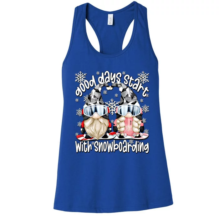 Funny Gnome Snowboard Dad And Mom Fun Quote For Snowboarding Meaningful Gift Women's Racerback Tank