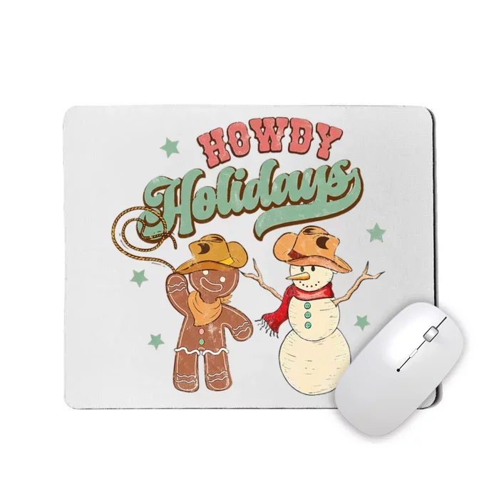 Festive Gingerbread Snowman Cowboy for Retro Christmas Mousepad