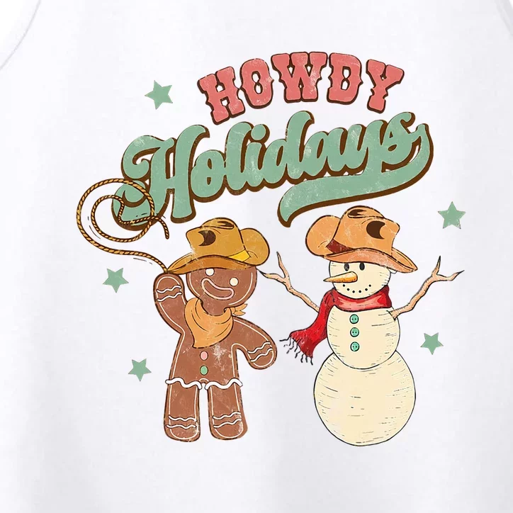 Festive Gingerbread Snowman Cowboy for Retro Christmas Performance Tank