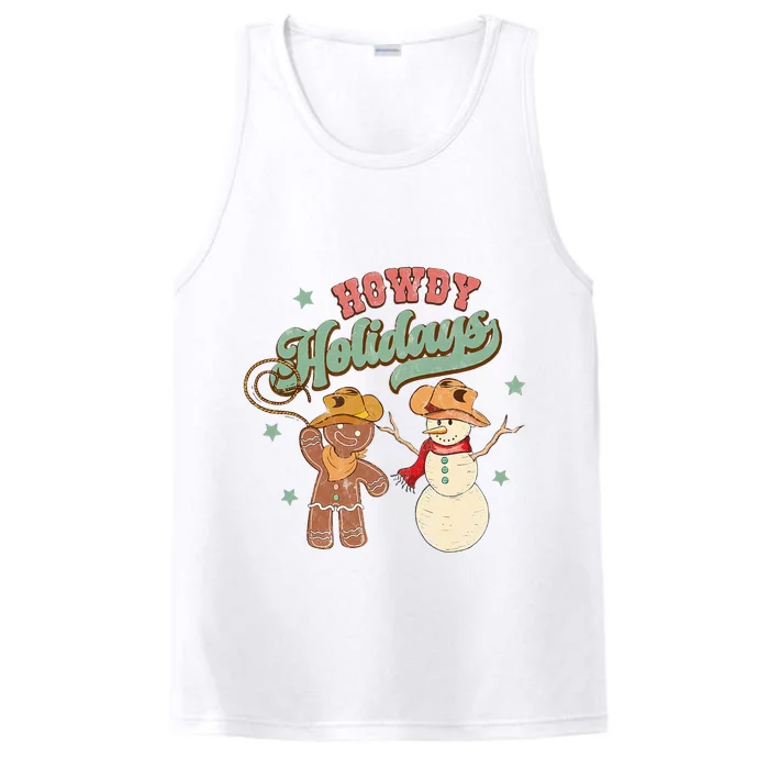 Festive Gingerbread Snowman Cowboy for Retro Christmas Performance Tank