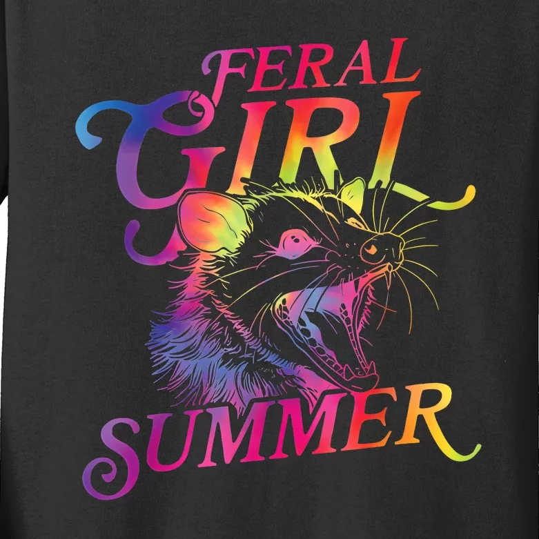 Feral Girl Summer Funny Kids Long Sleeve Shirt