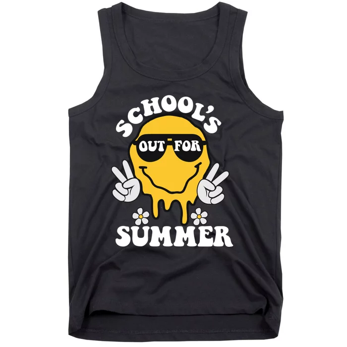 Funny Groovy Schools Out For Summer Graduation Teacher Tank Top