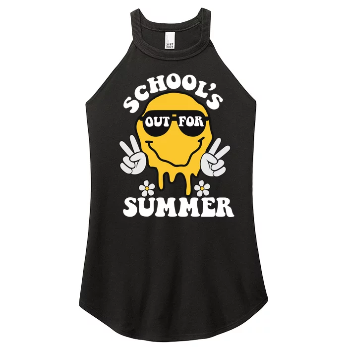 Funny Groovy Schools Out For Summer Graduation Teacher Women’s Perfect Tri Rocker Tank