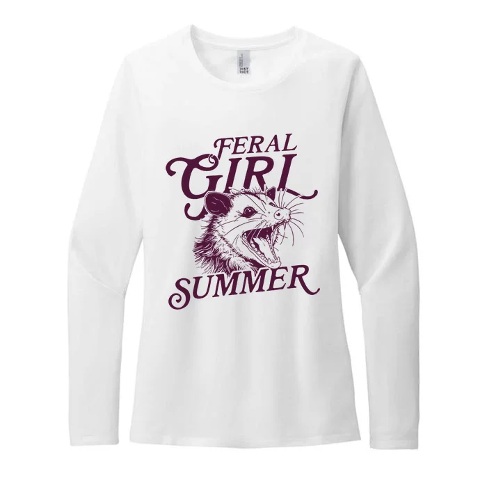 Feral Girl Summer Opossum Vintage Womens CVC Long Sleeve Shirt