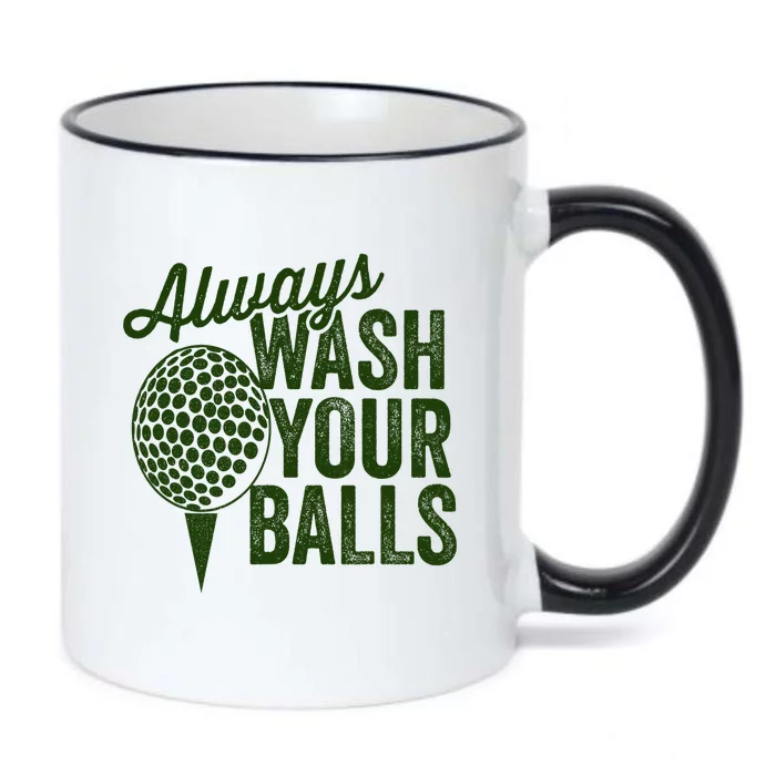 Funny Golf Shirt Always Wash Your Balls Golfing Fathers Day Black Color Changing Mug