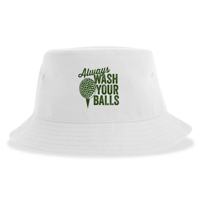 Funny Golf Shirt Always Wash Your Balls Golfing Fathers Day Sustainable Bucket Hat