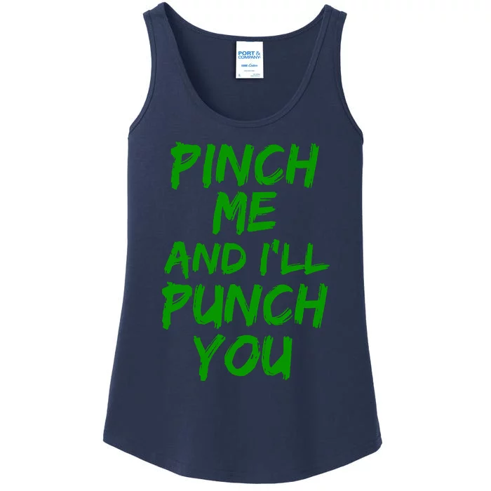 Funny Green St. Patrick's Day Pinch Me And I'll Punch You Ladies Essential Tank