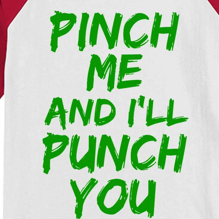 Funny Green St. Patrick's Day Pinch Me And I'll Punch You Kids Colorblock Raglan Jersey