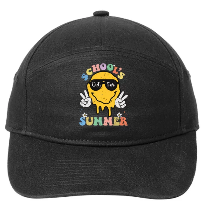 Funny Groovy Schools Out For Summer Graduation Teacher 7-Panel Snapback Hat