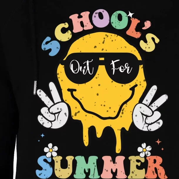 Funny Groovy Schools Out For Summer Graduation Teacher Womens Funnel Neck Pullover Hood